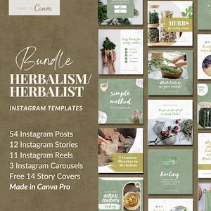 Herbalism Instagram Templates | Herbalist Social Media Canva Templates