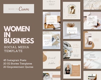 Women in Business Instagram Templates: Canva Social Media (45 Posts)
