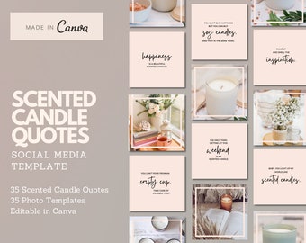 Scented Candle Quotes Instagram Templates: Canva Editable (PDF)