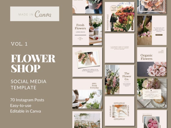 Flower Shop Instagram Template: Minimalist Social Media Design (Canva Template)