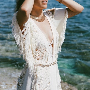 Burning Man Cotton Dress boho chic tulum onesize handmade poncho, Coachella relax fit Hand knit dress