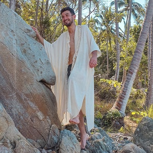 Oversize poncho • Men Beach Miami cover up • Boho men cover up • Beach Miami kimono • Bohemian beachwear Men • Boho beach outfit