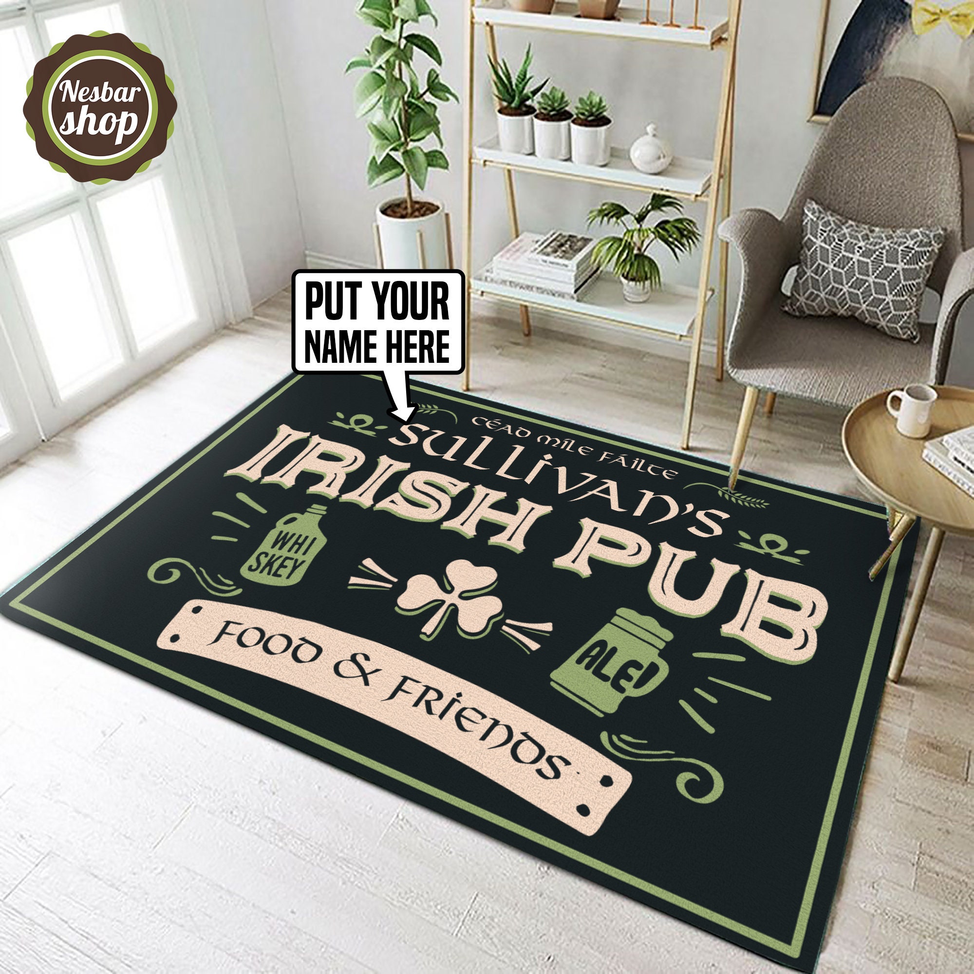 Personalized Irish pub rug Vintage Design Carpet Special Etsy