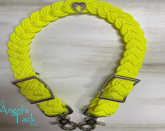 Neon Yellow Adjustable Braided Paracord Wither Strap Horse Pony Mini