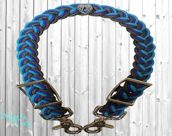 Haywire Blue Turquoise and Charcoal Grey Adjustable Braided Paracord Wither Strap Horse Pony Mini