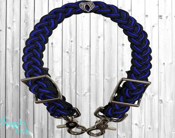 Blue Outlined Blue and Black Adjustable Braided Paracord Wither Strap Horse Pony Mini