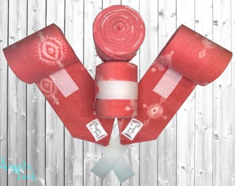 Southwest Salmon Pink and White Horse Size Polo Wraps Set of Four