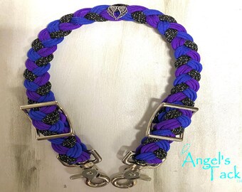 Galaxy Purple Blue and Black 9 Strand Adjustable Braided Paracord Wither Strap Horse Pony Mini