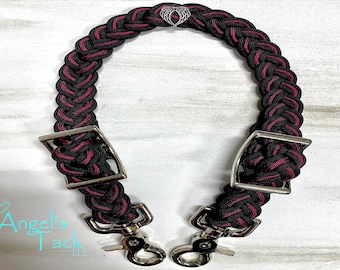 Burgundy Outlined Burgundy and Black Adjustable Braided Paracord Wither Strap Horse Pony Mini