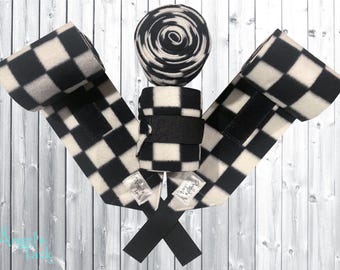 Need for Speed Black and White Checkered Flag Horse Size Polo Wraps