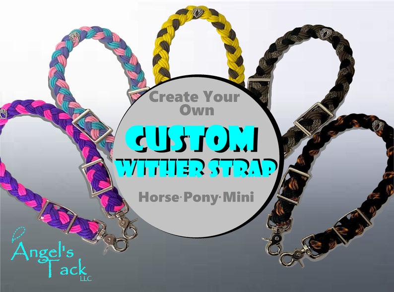 Create Your Own Custom Adjustable 9 Strand Braided Paracord Wither Strap Horse Pony Mini image 1