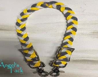 Daisy Yellow White Black Adjustable 9 Strand Braided Paracord Wither Strap Horse Pony Mini