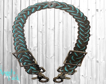 Rodeo Brown and Turquoise Adjustable Braided Paracord Wither Strap Horse Pony Mini