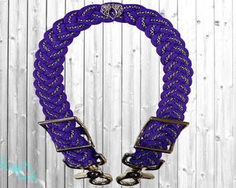 Purple Diamond Patterned Adjustable 9 Strand Braided Paracord Wither Strap Horse Pony Mini Sizes