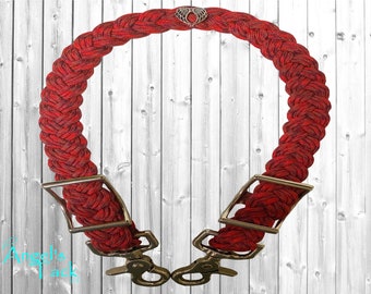 Coming in Hot Red Patterned Adjustable Braided Paracord Wither Strap Horse Pony Mini