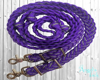Rênes Western Boucle De Baril Violet Et Noir Avec Cristaux - Occasion