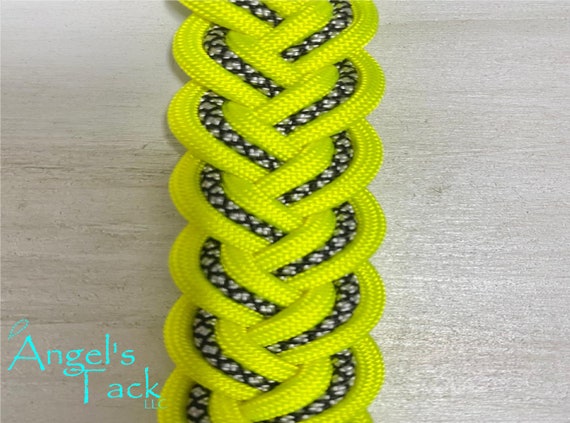 Neon Yellow Diamond 8ft 9 Strand Adjustable Braided Knotted Paracord Barrel Reins Roping Reins and Wither Strap Set Horse Pony Mini