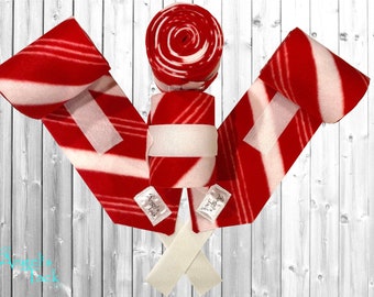 Candy Cane Christmas Print Horse Size Polo Wraps Set of Four