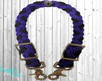 Joker Purple and Black Adjustable Braided Paracord Wither Strap Horse Pony Mini