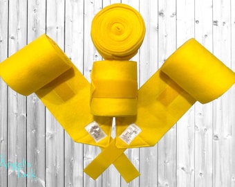 Yellow Horse Size Fleece Polo Wraps Set of Four