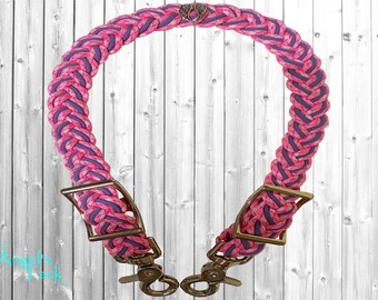 Rodeo Queen Hot Pink and Purple Adjustable Braided Paracord Wither Strap Horse Pony Mini