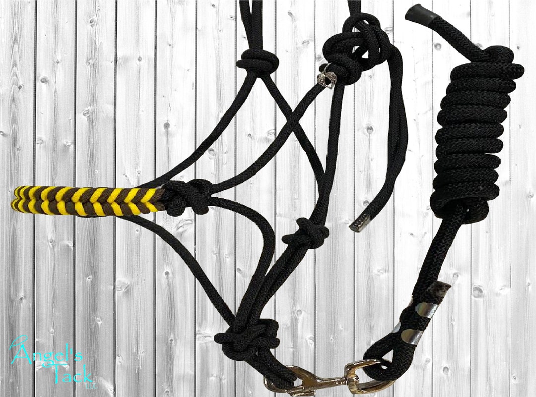 Yellow Rope Halter Sunflower Black Rope Halter With Lead Rope Brown and Yellow Paracord ...