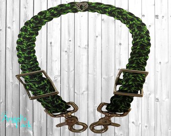 Cauldron Neon Green and Black 9 Strand Adjustable Braided Paracord Wither Strap Horse Pony Mini