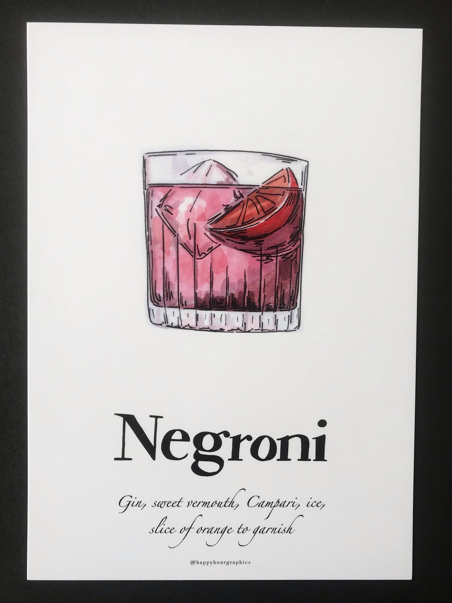 Negroni A5 postcard on 350 gsm card Etsy