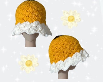 Crochet Sunflower Bucket Hat