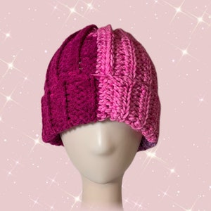 Crochet Pink Purple Multicolor Beanie
