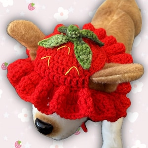 Crochet Bright Strawberry Dog Hat (XS-XL)
