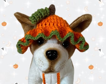 Crochet Pumpkin Dog Hat (XS-XL)