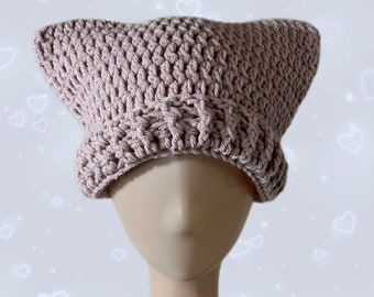 Light Purple Crochet Cat Ear Beanie