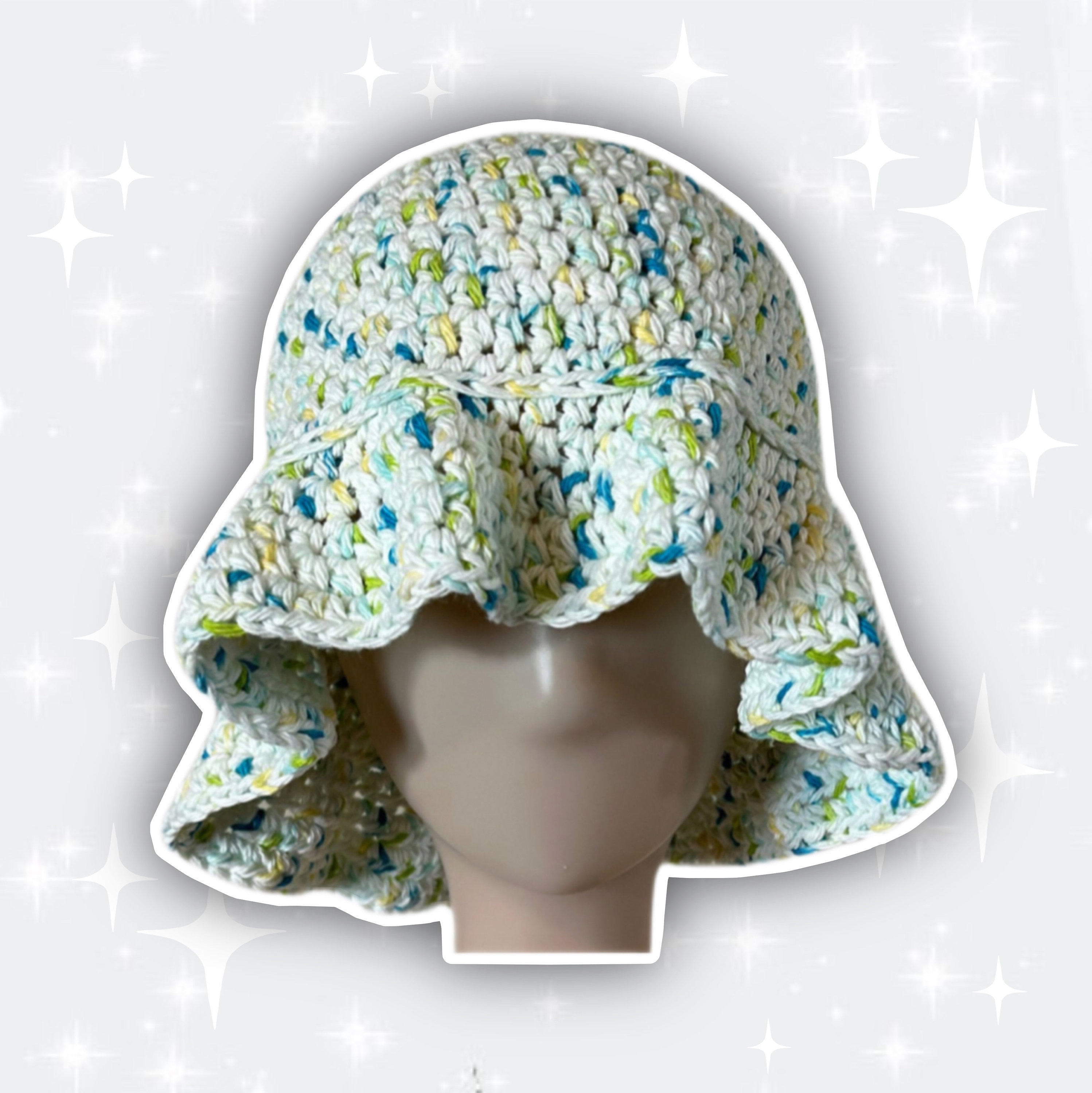 NWT Organic Cotton Cream Crochet Bucket Hat with Green and Blue Stripes il_fullxfull.3846774906_5eob.jpg main image 4