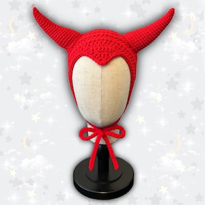 Crochet Bright Red Devil Bonnet