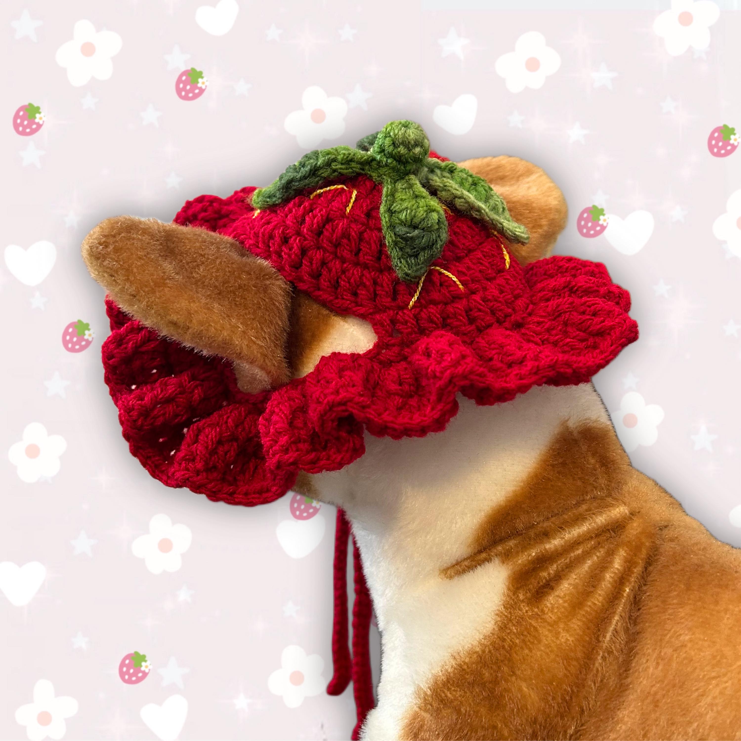 かぎ針編みのイチゴ犬用帽子（XS-XL） - Etsy 日本