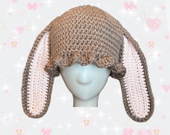 Crochet Brown Bunny Ear Hat