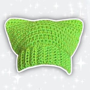 Green Glitter Crochet Cat Ear Beanie