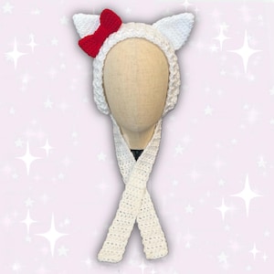 Orejeras de ganchillo con lazo de gatito