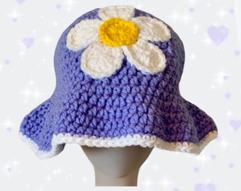 Crochet Daisy Purple Bucket Hat