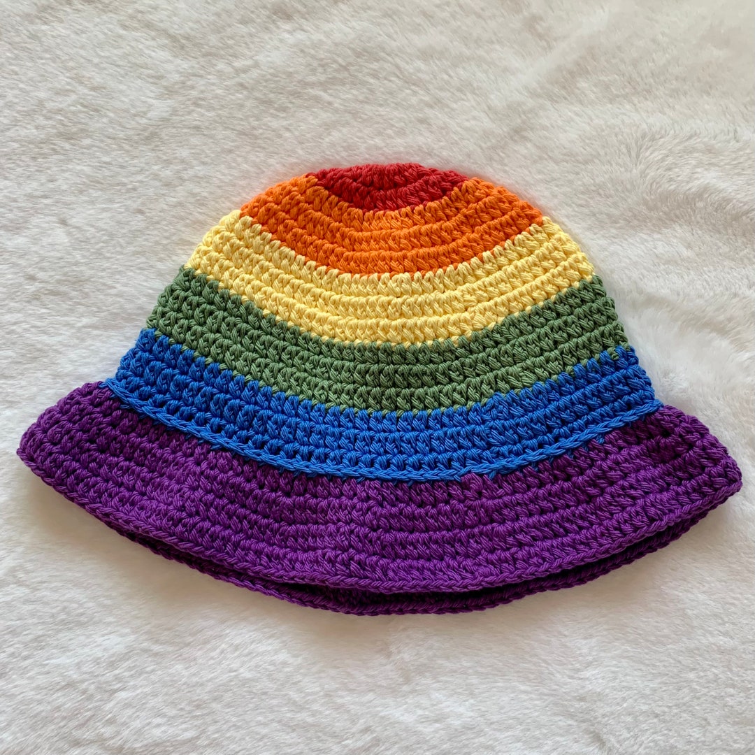 Crochet Cotton Rainbow Pride Bucket Hat - Etsy