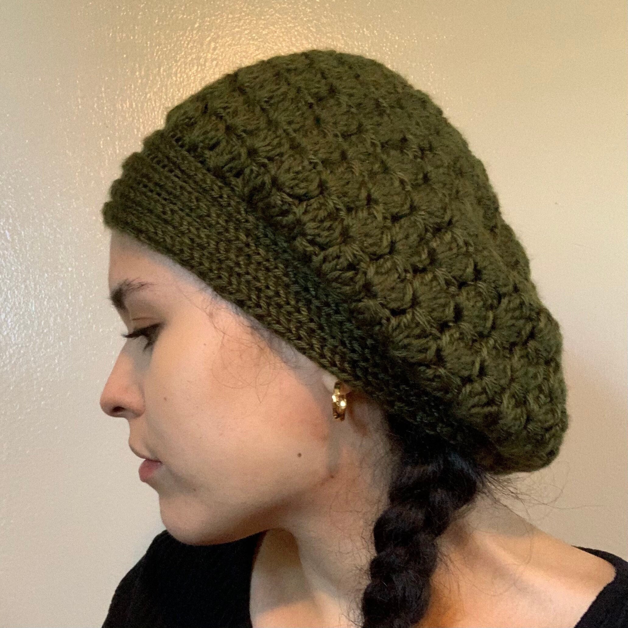 Crochet Olive Green Slouchy Beanie | Etsy