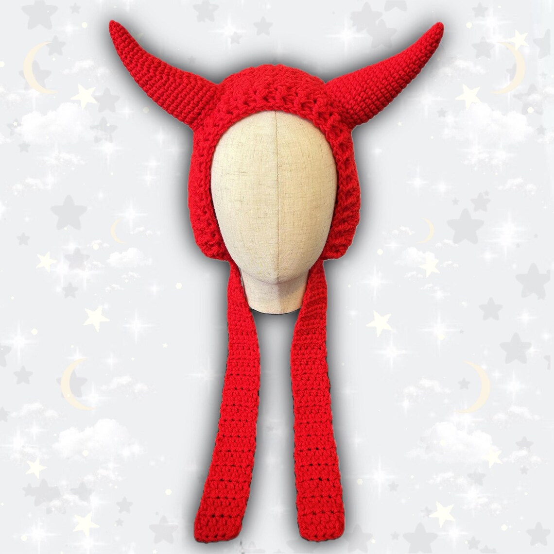 Crochet Bright Red Devil Ear Muffs Ear Warmers - Etsy