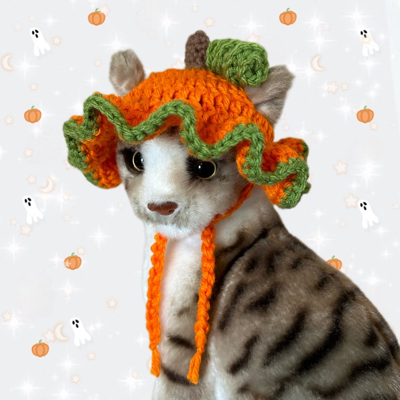 Crochet Pumpkin Cat Bucket Hat image 1