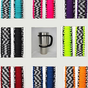 Handmade Houndstooth Pattern Universal Paracord Cup Handle, Fits most brands of tumblers & Cups from 16 oz to 40 oz- Washable-USA Materials