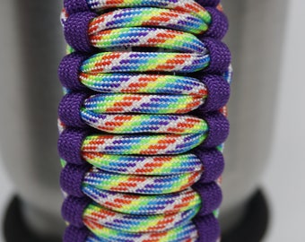 Handmade Purple& Rainbow  Universal Paracord Cup Handle, Tumbler Handle, Cup Handle, fits most brands of tumblers from 20 oz to 40 oz