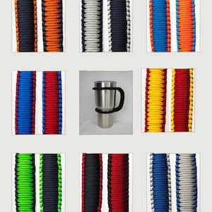Handmade Universal Paracord Cup Handle. In The Color Of Your Choice, Cup Handle, fits most brands of tumblers from 16 oz to 40 oz, Washable