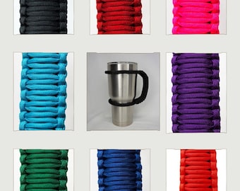 Handmade Solid Color Universal Paracord Cup Handle, Tumbler Handle, Cup Handle, Fits Cups from 16 oz to 40 oz-Washable- USA Materials