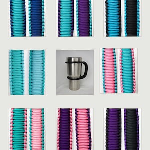 Handmade Universal Paracord Cup Handle. In The Color Of Your Choice, Cup Handle, fits most brands of tumblers from 16 oz to 40 oz, Washable