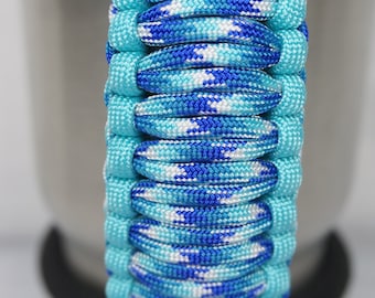 Handmade Turquoise  Pattern Universal Paracord Cup Handle, fits most brands of tumblers from 20 oz to 40 oz Universal cup handle